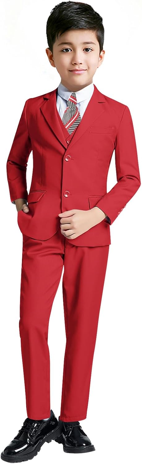 YuanLu Boys Suit for Kids Tuxedo Wedding Ring Bearer Outfit Boy Formal Suits 5 Piece Slim Fit Dresswear Suit Set