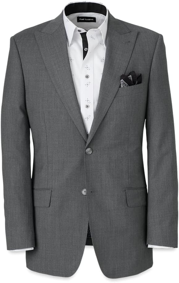 Paul Fredrick Men's Wool Stretch Bengaline Peak Lapel Suit Jacket