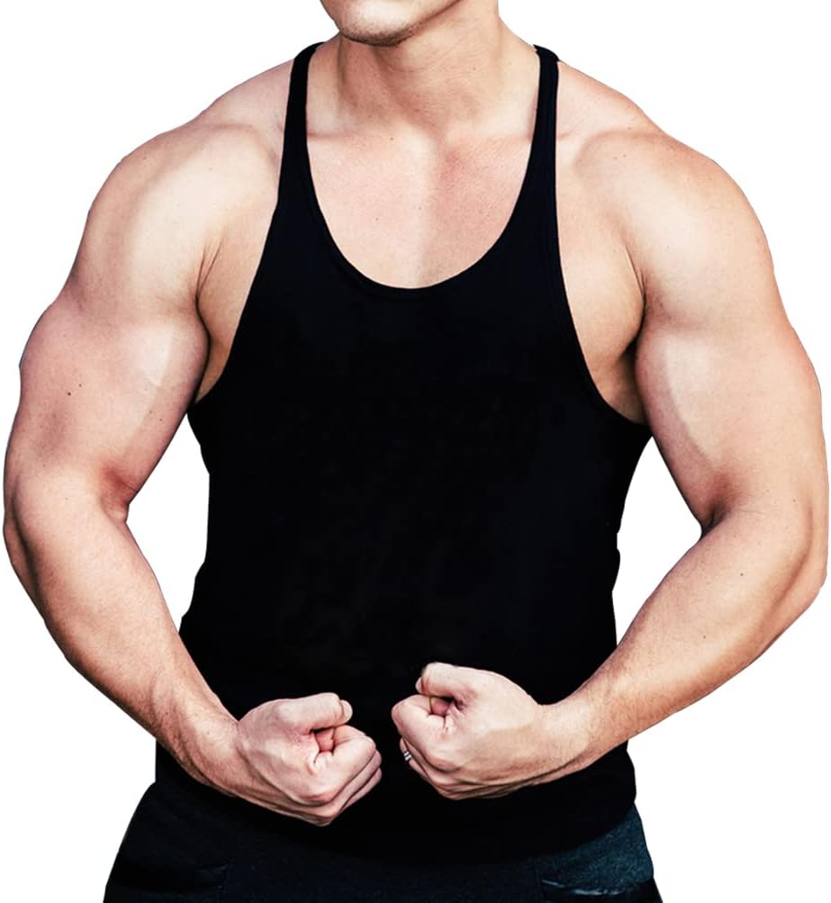 Muscle Alive Blank Bodybuilding Stringer Tank Tops Men Cotton