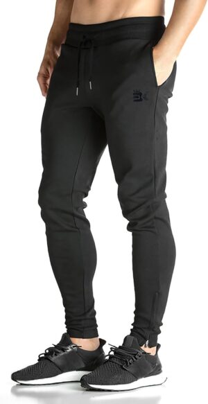 BROKIG Mens Zip Joggers Pants - Casual Gym Workout Track Pants Comfortable Slim Fit Tapered Sweatpants with Pockets