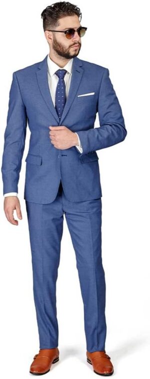 Slim Fit Men Suit Micro Textured Weave 2 Button Notch Collar AZAR 11812