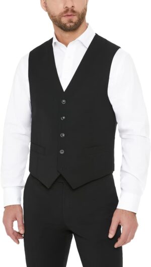 Tommy Hilfiger TH Flex Modern Fit Suit Separates Vest, Black, Medium