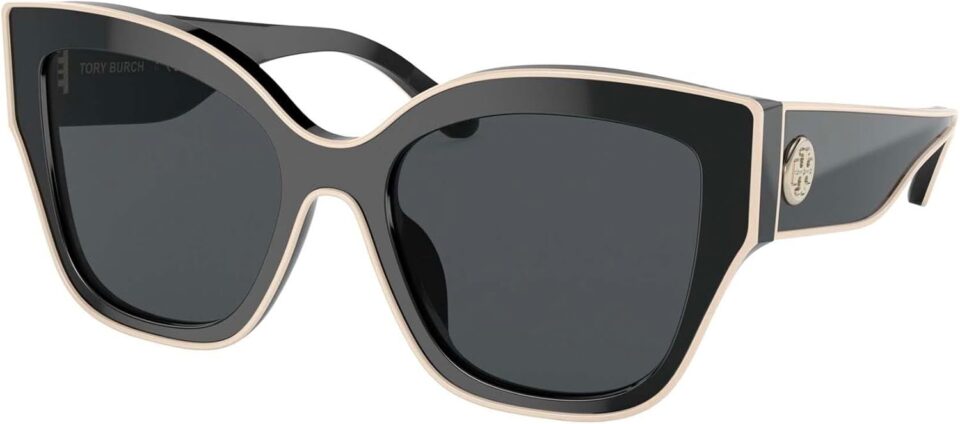Tory Burch Sunglasses TY 7184 U 192987 Black With Ivory Piping