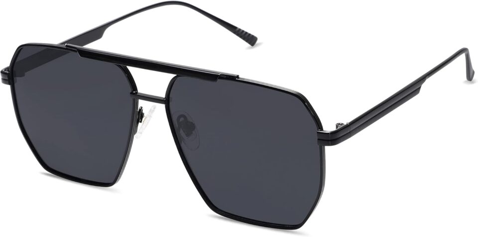 SOJOS Retro Oversized Square Polarized Sunglasses for Women and Men Vintage Shades Classic Large Metal Sun Glasses