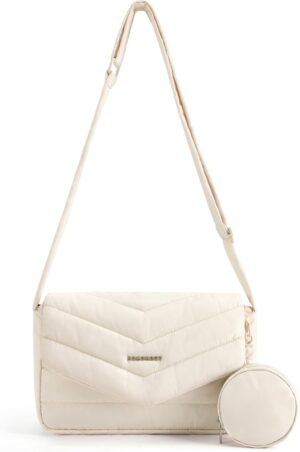 BAGSMART Crossbody Bags for Women, Quilted Puffer Shoulder Bag, Handbag Small Purses for women