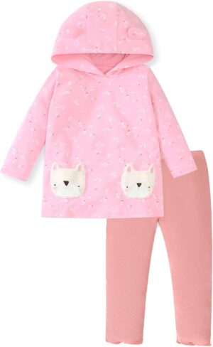 HILEELANG Toddler Girl Fall Outfits Clothing Pants Set Sweatshirt Cotton Strench Leggings Playwear Sets 2pc