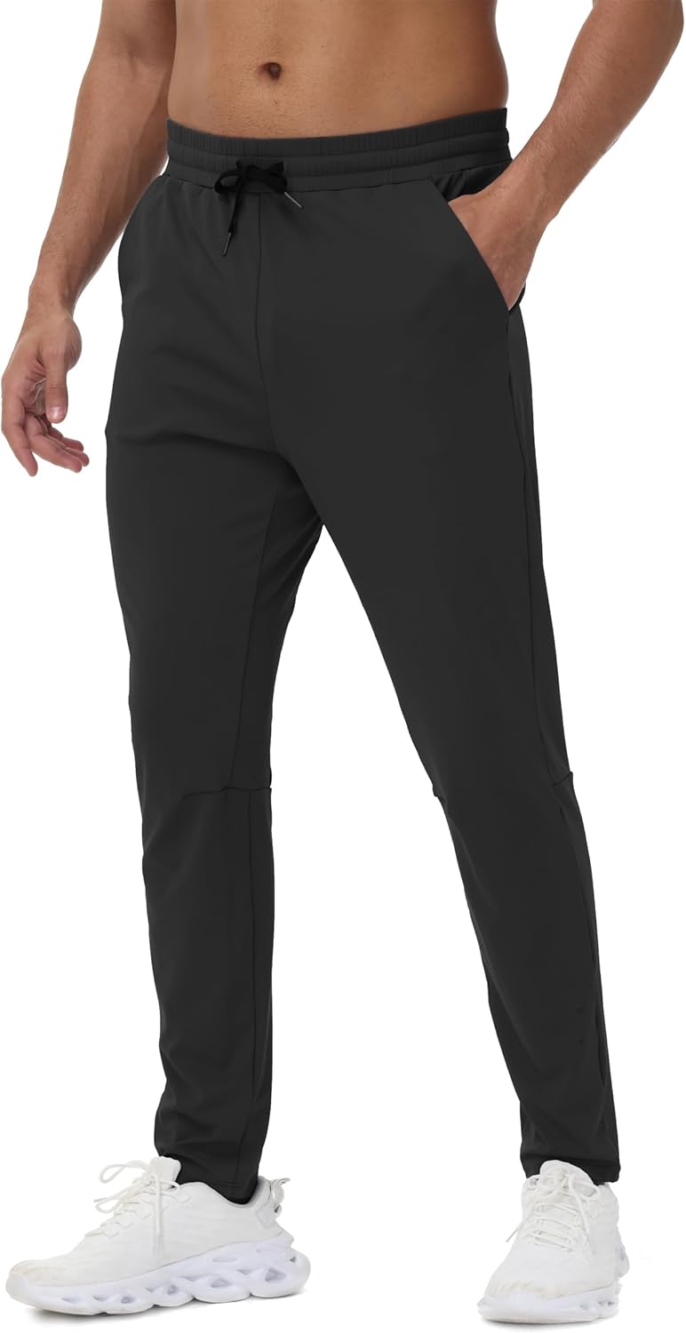 Blaosn Mens Athletic Sweatpants Gym Workout Running Sweat Pants with Zipper Pockets Stretch Track Casual Jogging Joggers