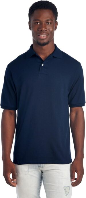 Jerzees Men's Short Sleeve Polo Shirts, Cotton Blend, Two Button Closure, Regular Fit, Sizes S-5x