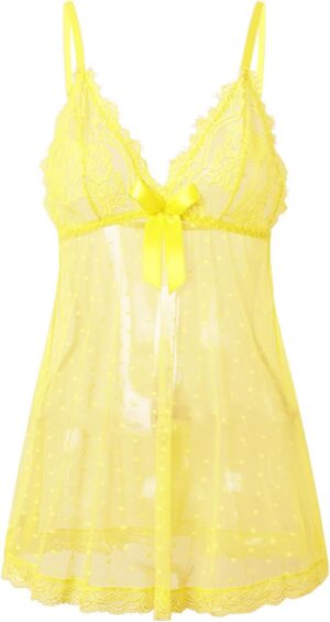 Sexy lingerie Lace Babydoll Chemise, Black, Women's Sleepwear S-5XL