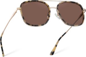 WearMe Pro - Women’s Polarized Square Sunglasses: Modern Square Aviator with Double Bridge Vintage Aesthetics