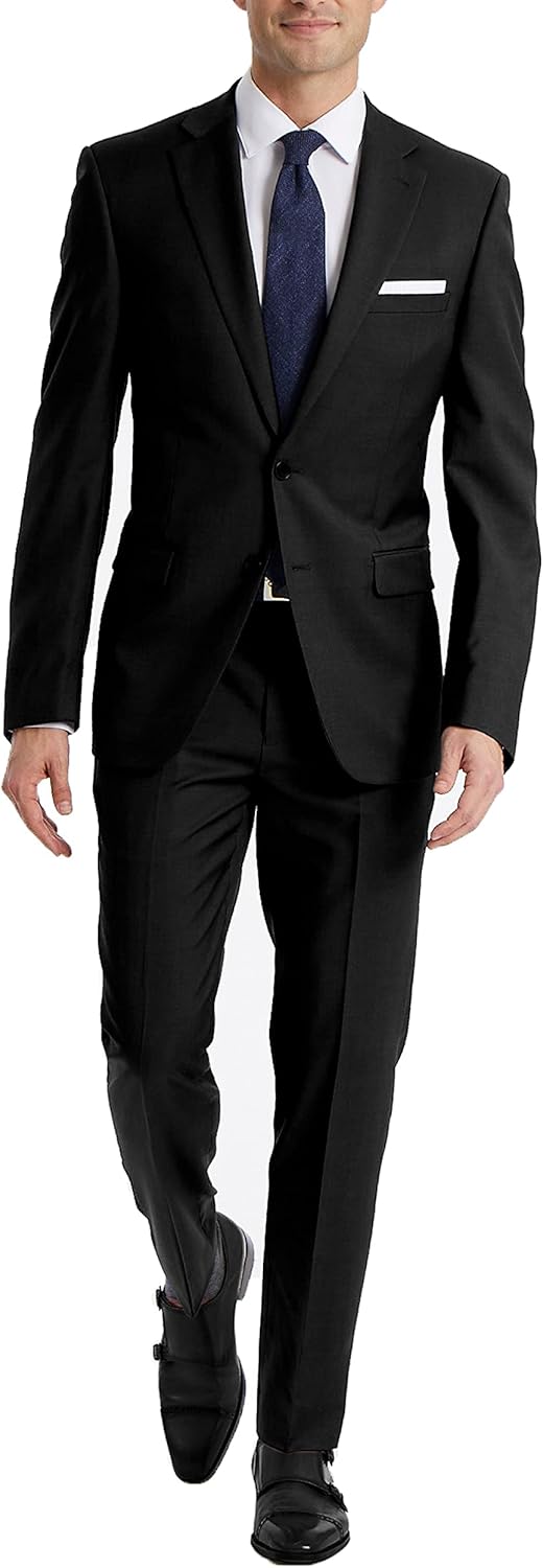 Calvin Klein Men's Slim Fit Suit Separates, Solid Black, 36W x 32L