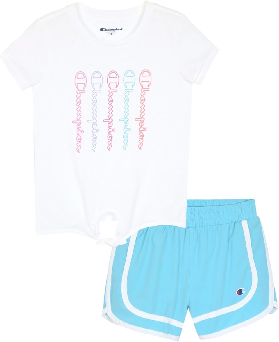 Champion Girls Shorts Sets 4 Piece Short Set for Girls Active Clothing