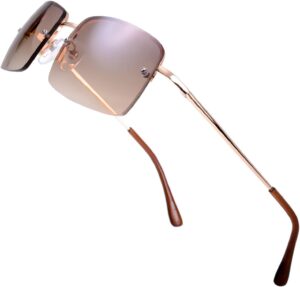 The Fresh Minimalist Small Rectangular Sunglasses Clear Eyewear Spring Hinge - Gift Box Package (301-Gold, Gradient Brown, 57)