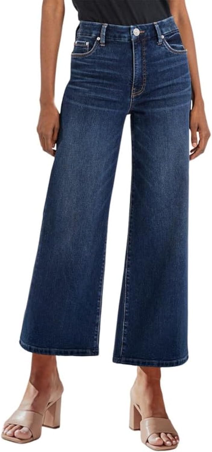 Genleck Women's Wide Leg Jeans – Trendy Cropped Loose Jeans High Waisted Stretchy Capri Denim Pants Baggy Trousers 2024