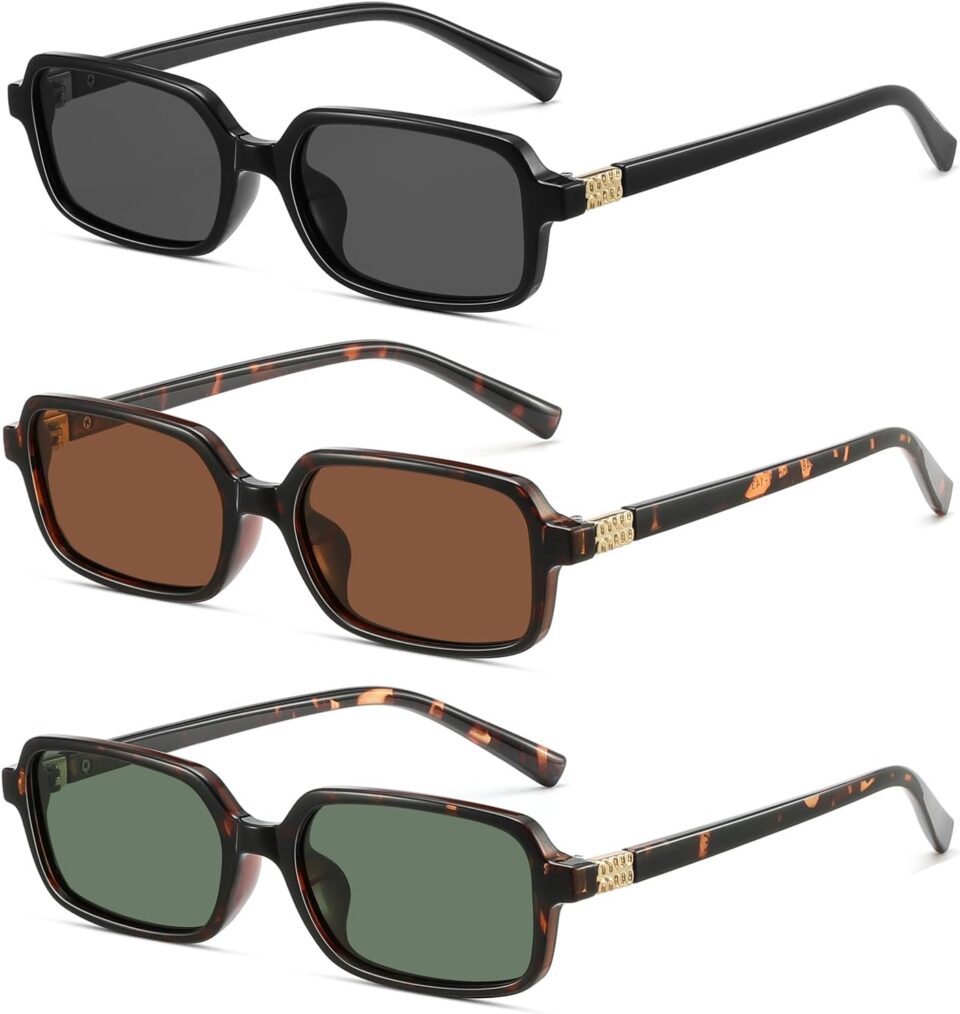 MASDUN Polarized Narrow Rectangle Sunglasses for Women Men Trendy Y2k Retro 90s Sun Glasses