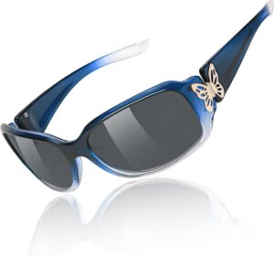 TJUTR Polarized Sunglasses for Women with Wrap Around Butterfly Design, Trendy Jackie-O Style for UV400 Protection