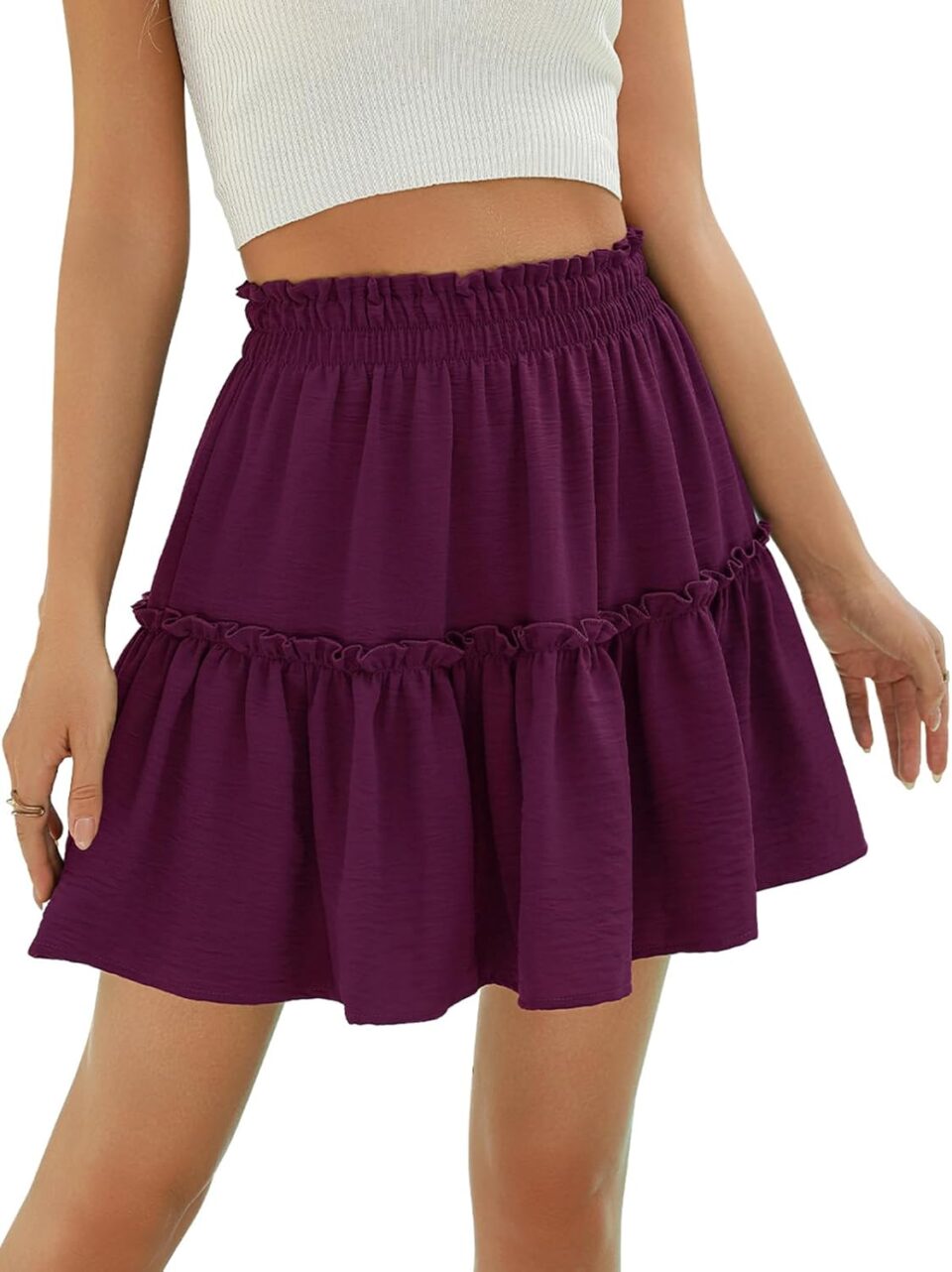 Berydress Womens Ruffle Mini Skirt 2025 Trendy Beach Vacation High Waisted Tiered A Line Casual Summer Boho Flowy Skirts