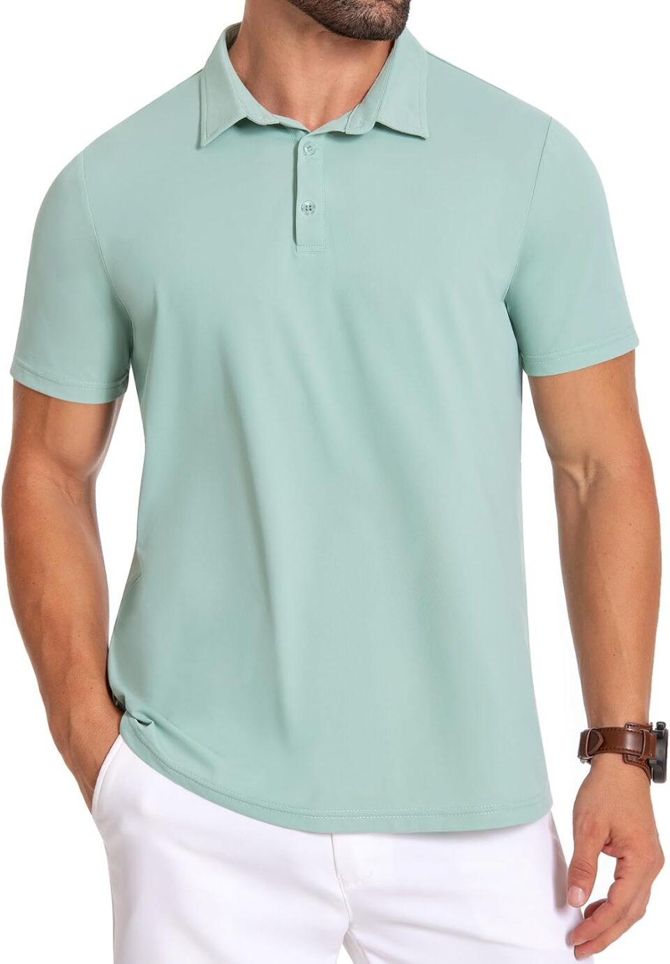 PEGENO Mens Polo Shirts Short Sleeve Golf Shirts Moisture Wicking Athletic Casual Polo Shirts
