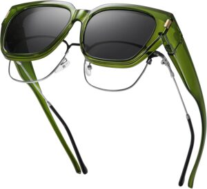 HAOLOTA Polarized Fit Over Glasses Sunglasses for Women Men Trendy Square Wrap Around Shades UV Protection