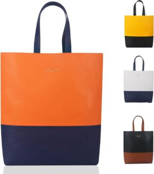 Bluenut Tote-Bag-for-Woman-Top-Handle-Satchel-Bag-2-Tone-Large-Tote-Bag-Purses-and-Handbag
