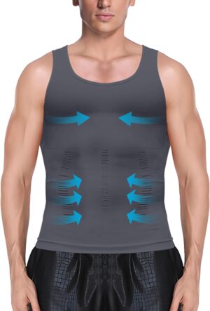 1/2/3 Pack Shaper Slimming Tank Top Athletic Compression Shirt with Sleeveless Undershirts for Men