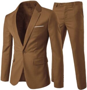 Cloudstyle Men's 2-Piece Suits Slim Fit 1 Button Dress Suit Jacket Blazer & Pants Set