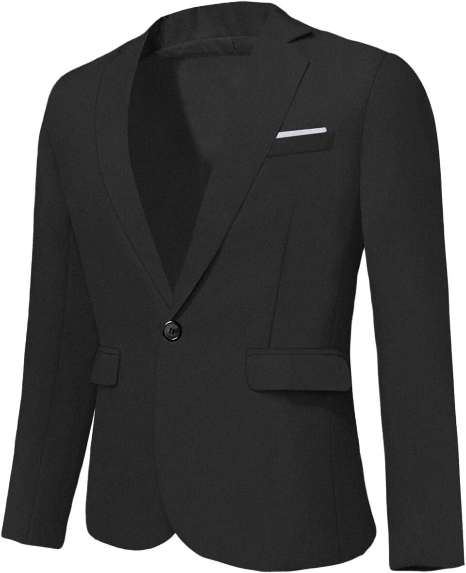 Mens Blazer,Men's One Button Suit Jacket Slim Fit Casual Dinner Wedding Party Prom Business Coat