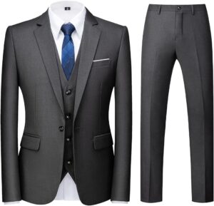 Mens Suits Regular Fit 3 Piece Tuxedo Blazer Jacket Vest Pants Formal Suit Set for Men Wedding Prom Casual