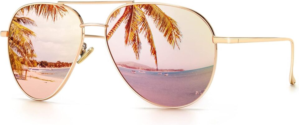 SUNGAIT Women's Lightweight Oversized Aviator Sunglasses - Mirrored Polarized Lens