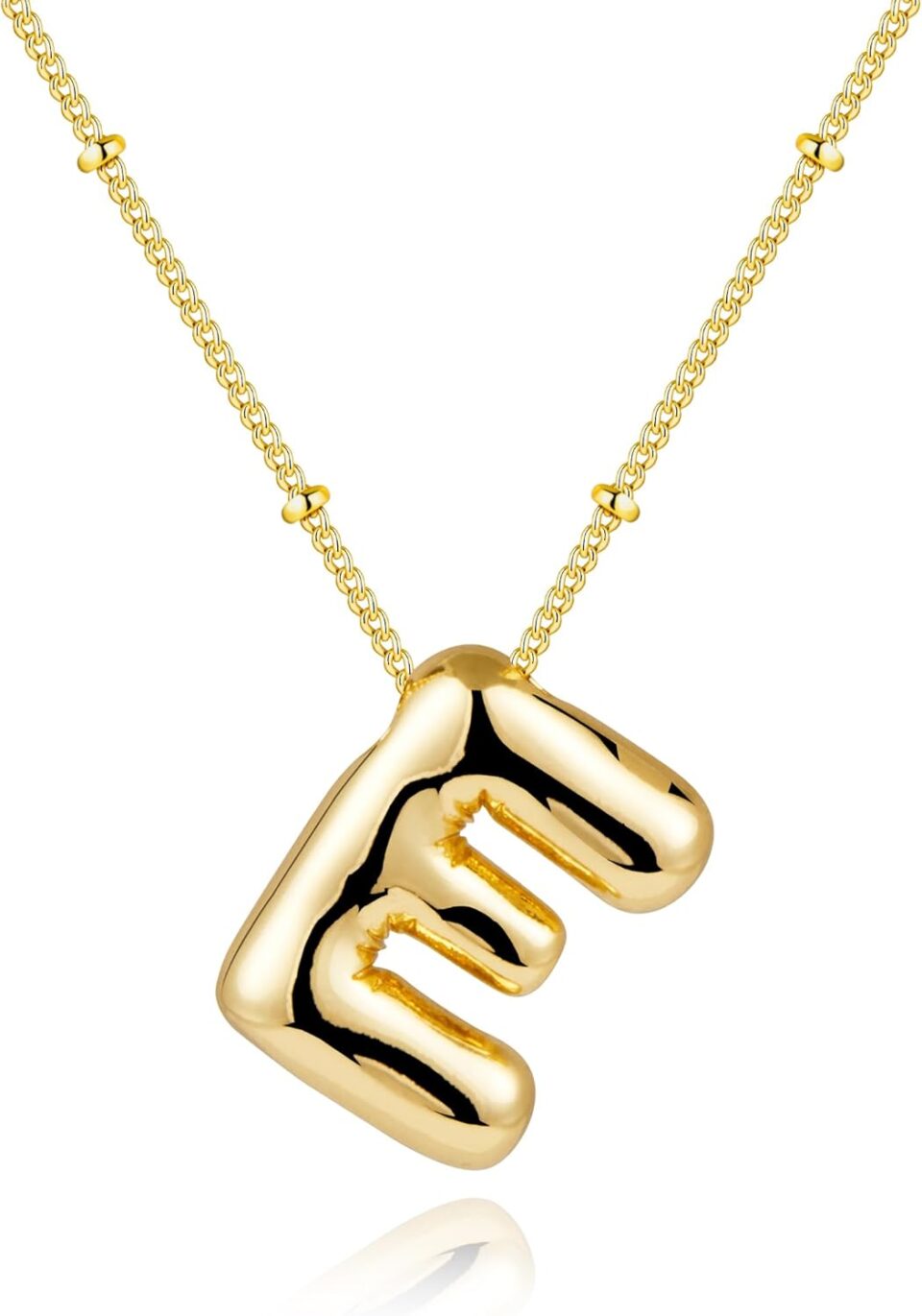 Gold Bubble Letter Necklace for Women, Dainty 14K Plated Balloon Initial Pendant Necklace Trendy Charm Non Tarnish Name Necklace Chunky Letter Necklace for Women Jewelry Gifts