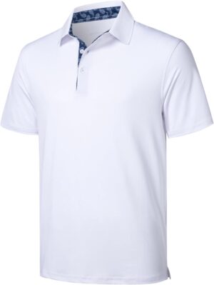 Golf Polo Shirts for Men Short Sleeve Moisture Wicking Dry Fit Performance Designed Collared Solid Casual Polo Shirt