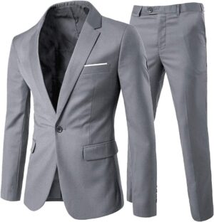 Cloudstyle Men's 2-Piece Suits Slim Fit 1 Button Dress Suit Jacket Blazer & Pants Set