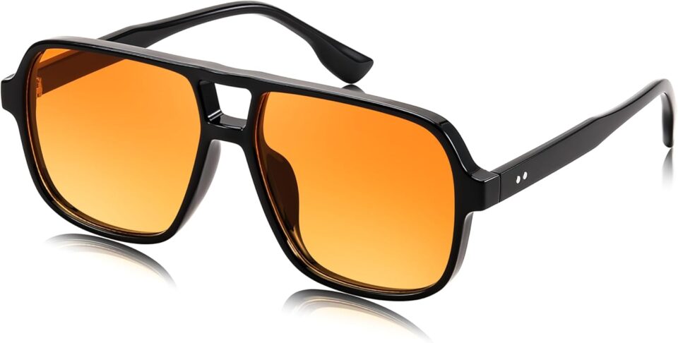 FEISEDY Retro Square Aviator Sunglasses Women Men 70s Vintage Trendy Plastic Frame Sun Glasses B4158