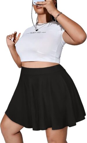 JOELLYUS Plus Size Skirts for Women Summer Pleated Mini Skirt Casual Flowy High Waisted Womens Short Skirts