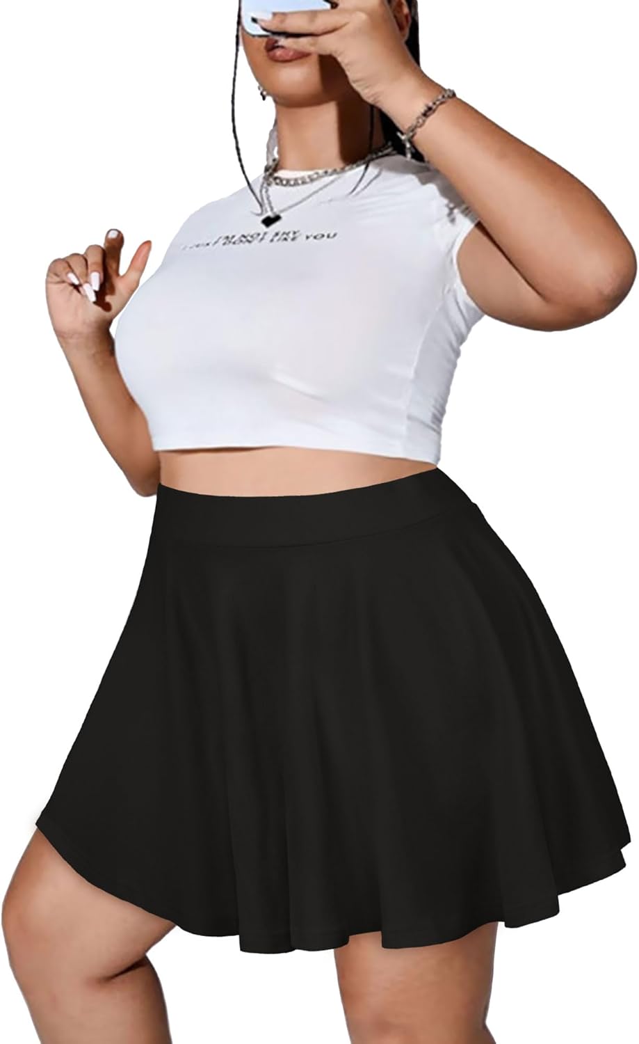 JOELLYUS Plus Size Skirts for Women Summer Pleated Mini Skirt Casual Flowy High Waisted Womens Short Skirts