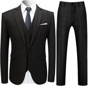 Cloudstyle Mens Stylish 3 Piece Dress Suit Classic Fit Wedding Formal Jacket & Vest & Pants