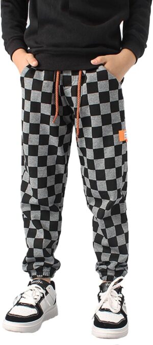 Boys Plaid Thin Sweatpants Kids New Sports Leisure Active Pants 5-13 Years
