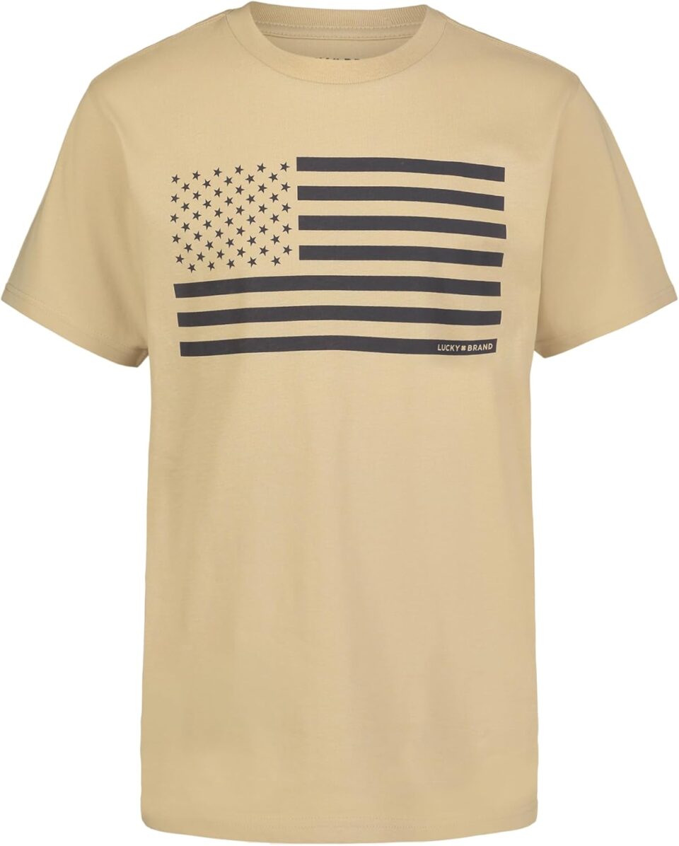 Lucky Brand Boys' Short Sleeve Graphic Crew Neck T-Shirt, Soft, Comfortable, Relaxed Fit