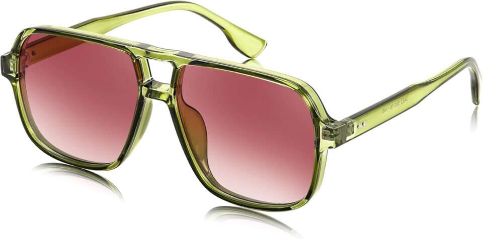 FEISEDY Retro Square Aviator Sunglasses Women Men 70s Vintage Trendy Plastic Frame Sun Glasses B4158