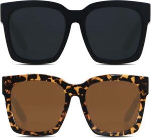ANDWOOD Oversized Sunglasses for Women Big Large Square Wide Frame Shades Retro Trendy Fashion UV Protection