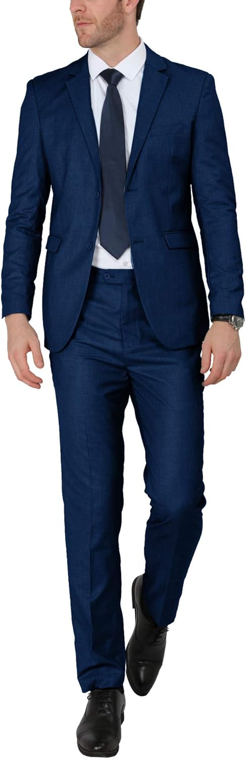 WEEN CHARM Men's Suits Slim Fit 2 Piece Two Button Blazer Wedding Prom Tuxedo Single Breasted Jacket Pants Set