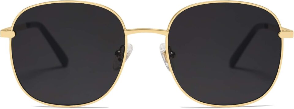 SOJOS Classic Trendy Square Sunglasses for Women Men Cute Big Frame Gold Shades SJ1137