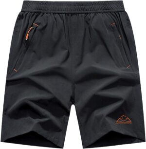 Rdruko Men's Quick Dry Hiking Shorts Lightweight Running Gym Outdoor Active Shorts with Zipper Pockets