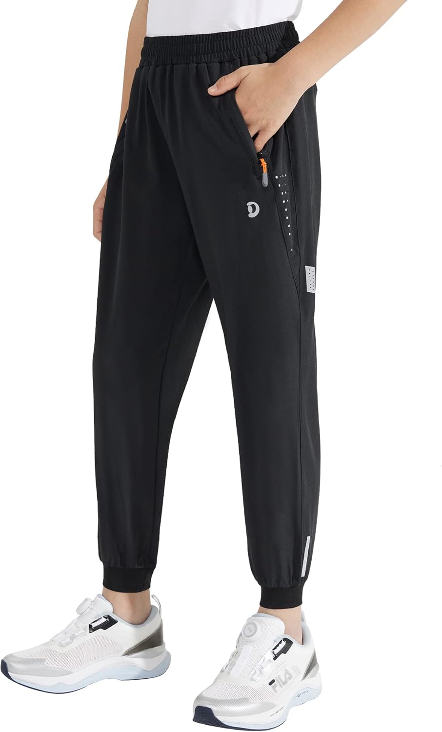 Boys Lightweight Jogger Pants Youth Kids Quick Dry Hiking Pants Active Athletic Pants with Zipper Pockets