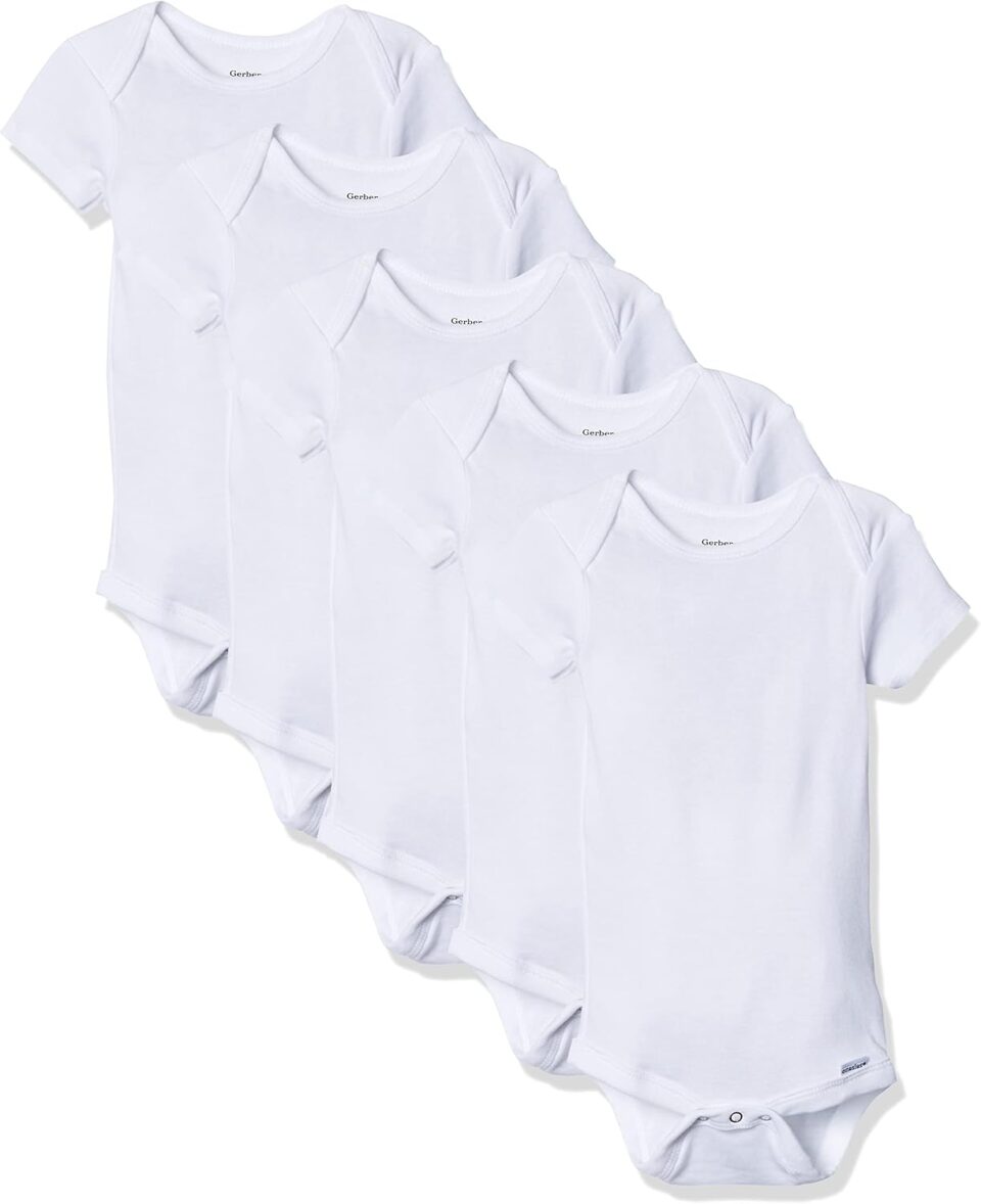 Gerber baby-girls 5-pack Solid Onesies Bodysuits