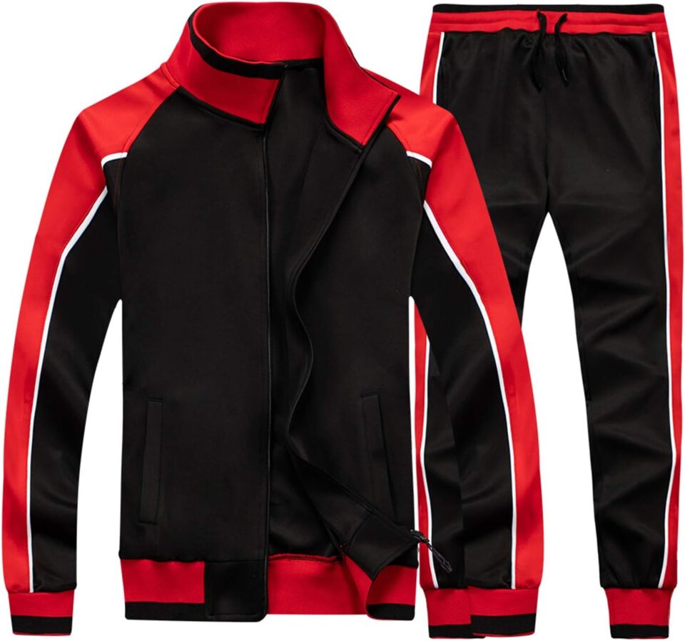 TOLOER Men's Activewear Full Zip Warm Tracksuit Sports Set Casual Sweat Suit