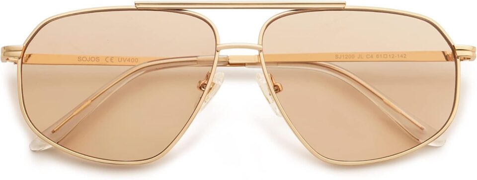 SOJOS Retro Hexagon Aviator Sunglasses for Women Men Trendy Vintage UV400 Protection Shades SJ1200
