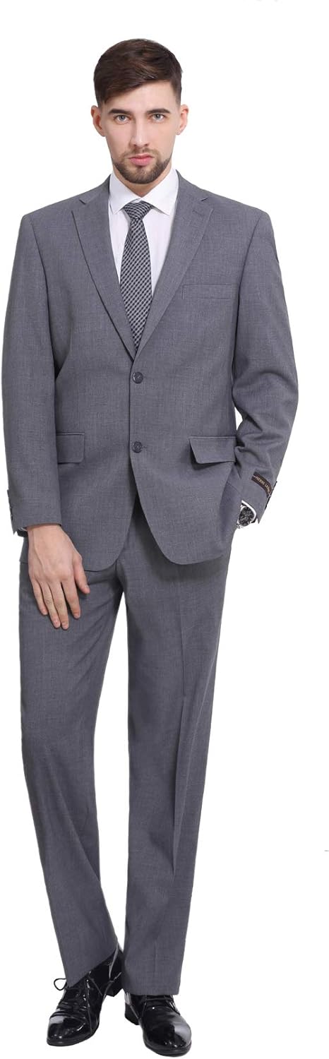 P&L Men's Suit 2 Piece Classic Fit Suits for Men Premium Business Suit Jacket & Pleated Pants Set for Wedding Prom