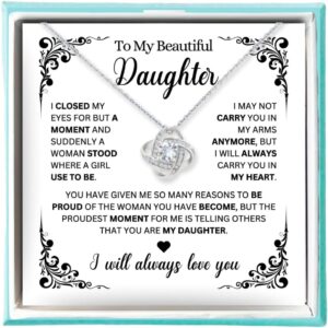 Daughter Gifts From Mom Dad - Birthday Gift for Daughter Adult, Silver Necklace for Women, Necklace From Dad & Mom, 14k, Graduation, Wedding, Mother's Day