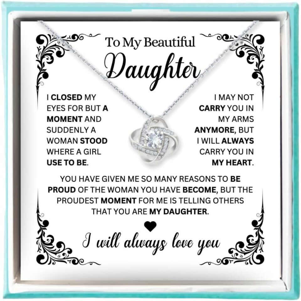 Daughter Gifts From Mom Dad - Birthday Gift for Daughter Adult, Silver Necklace for Women, Necklace From Dad & Mom, 14k, Graduation, Wedding, Mother's Day